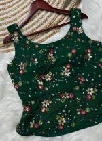Georgette Silk Green Traditional Wear Embroidery Work Crop Top